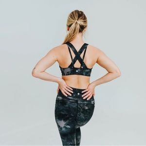 Senita lotus black tie dye sports bra